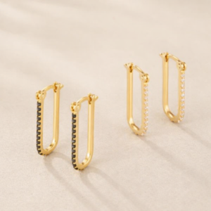 Gold or Platinum Geometric Hoop Earrings